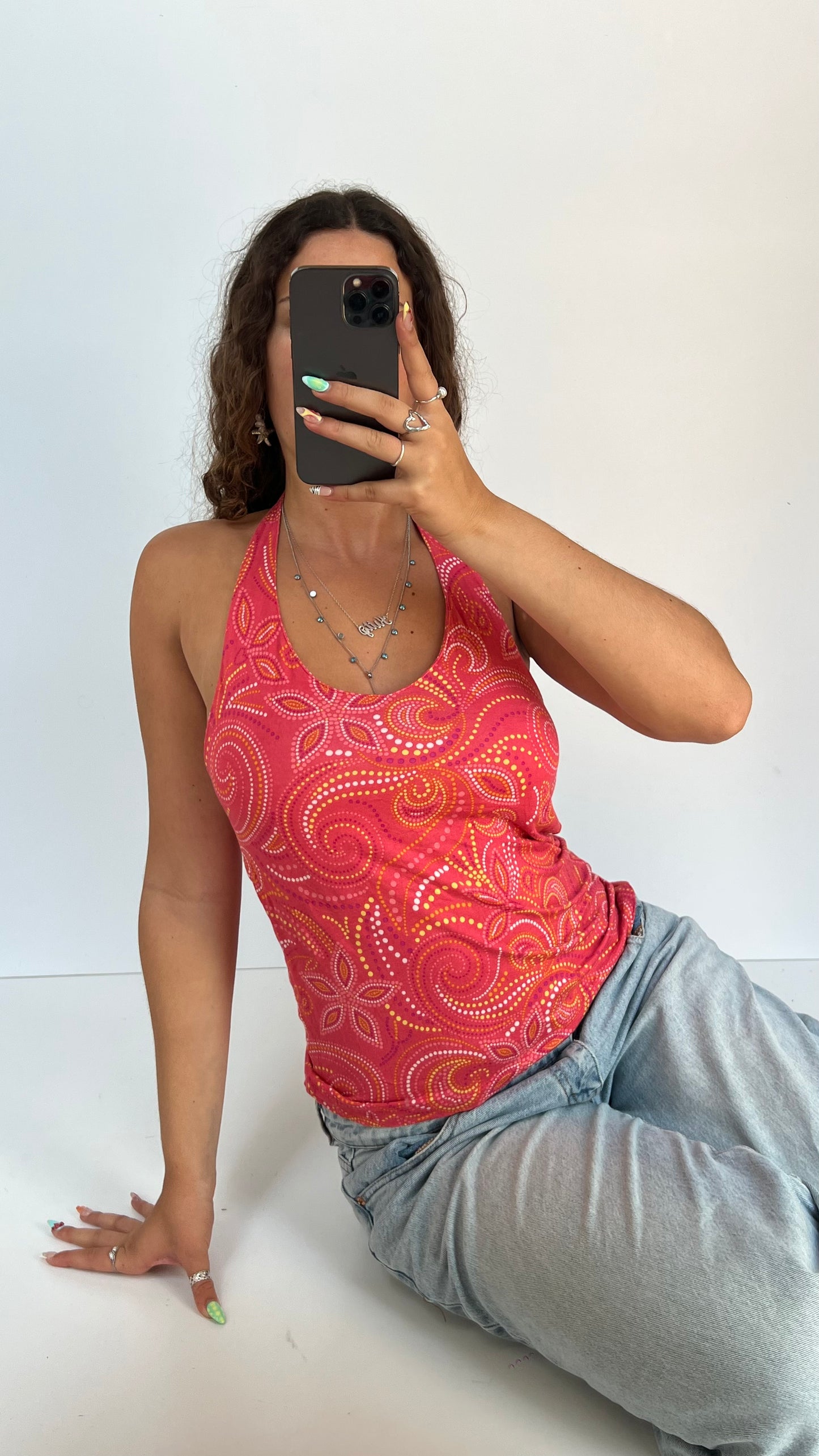 00s pink patterned cami- size L