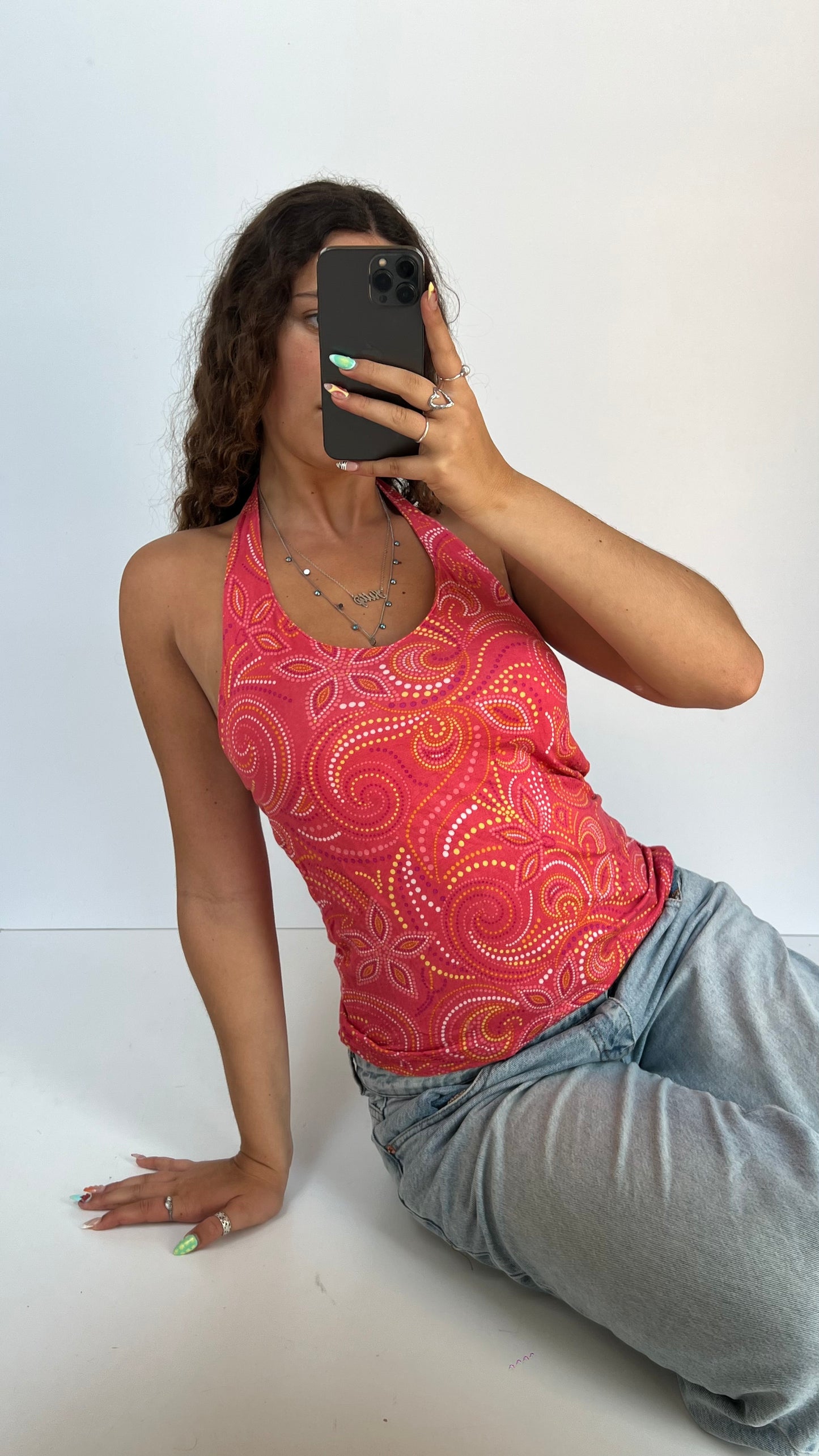 00s pink patterned cami- size L