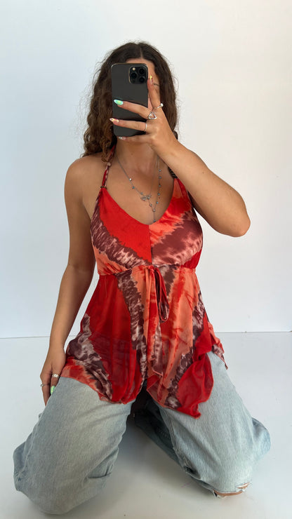 00s red mesh babydoll cami- size M/L