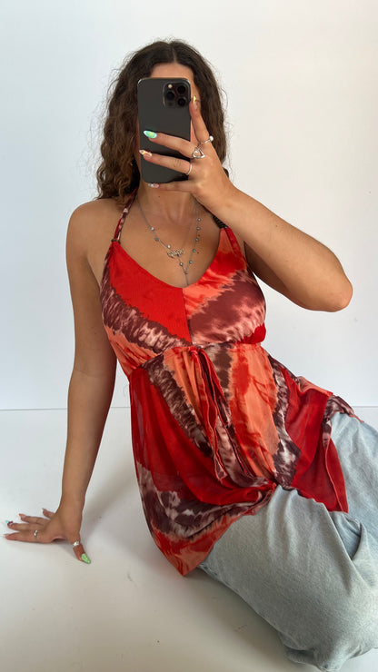 00s red mesh babydoll cami- size M/L
