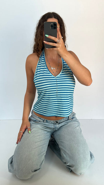 00s blue striped cami- size L