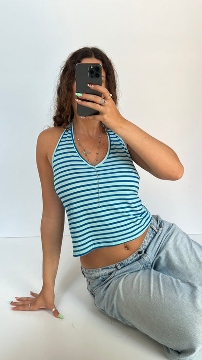 00s blue striped cami- size L