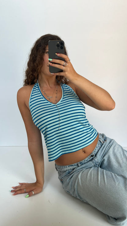 00s blue striped cami- size L