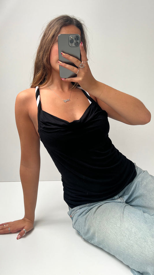 00s black twist halter cami- size M