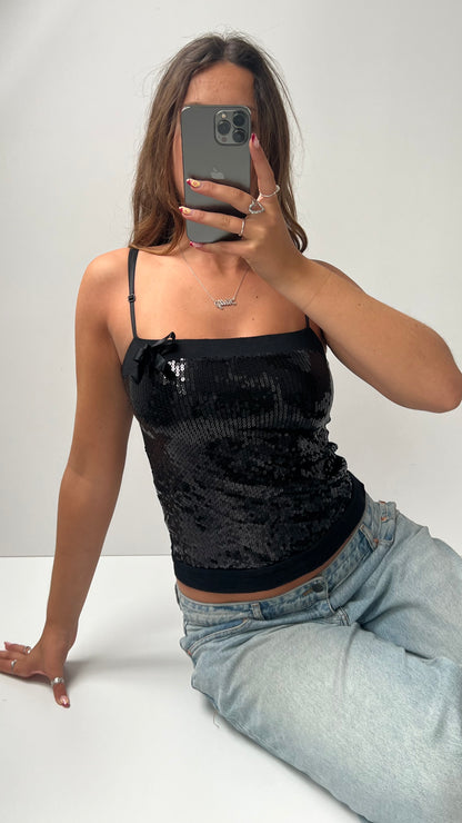 00s black sequin cami- size S