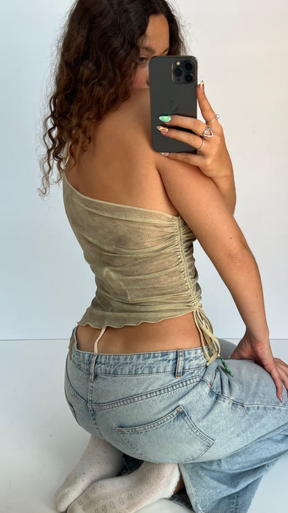 00s khaki mesh cami- size M