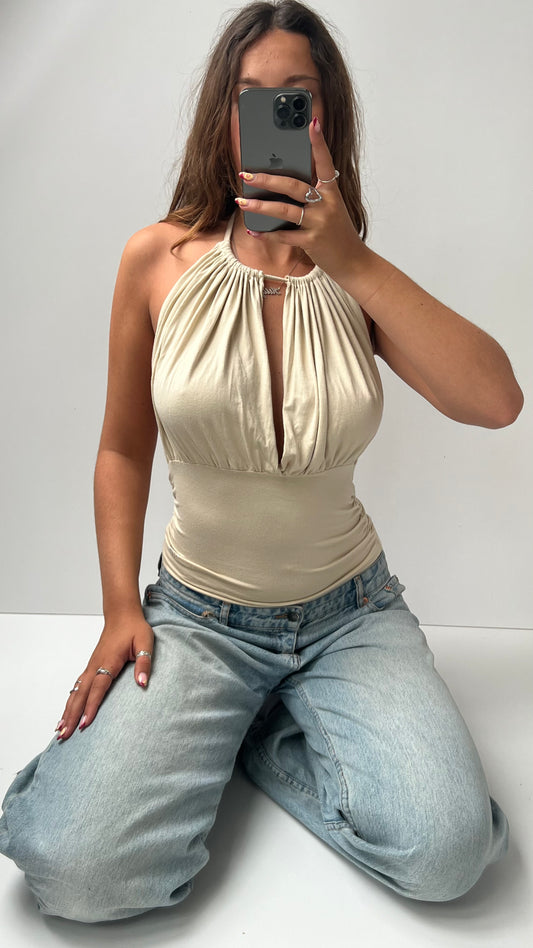 00s backless beige cami- size S