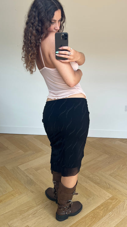 00s black mesh beaded skirt- size S