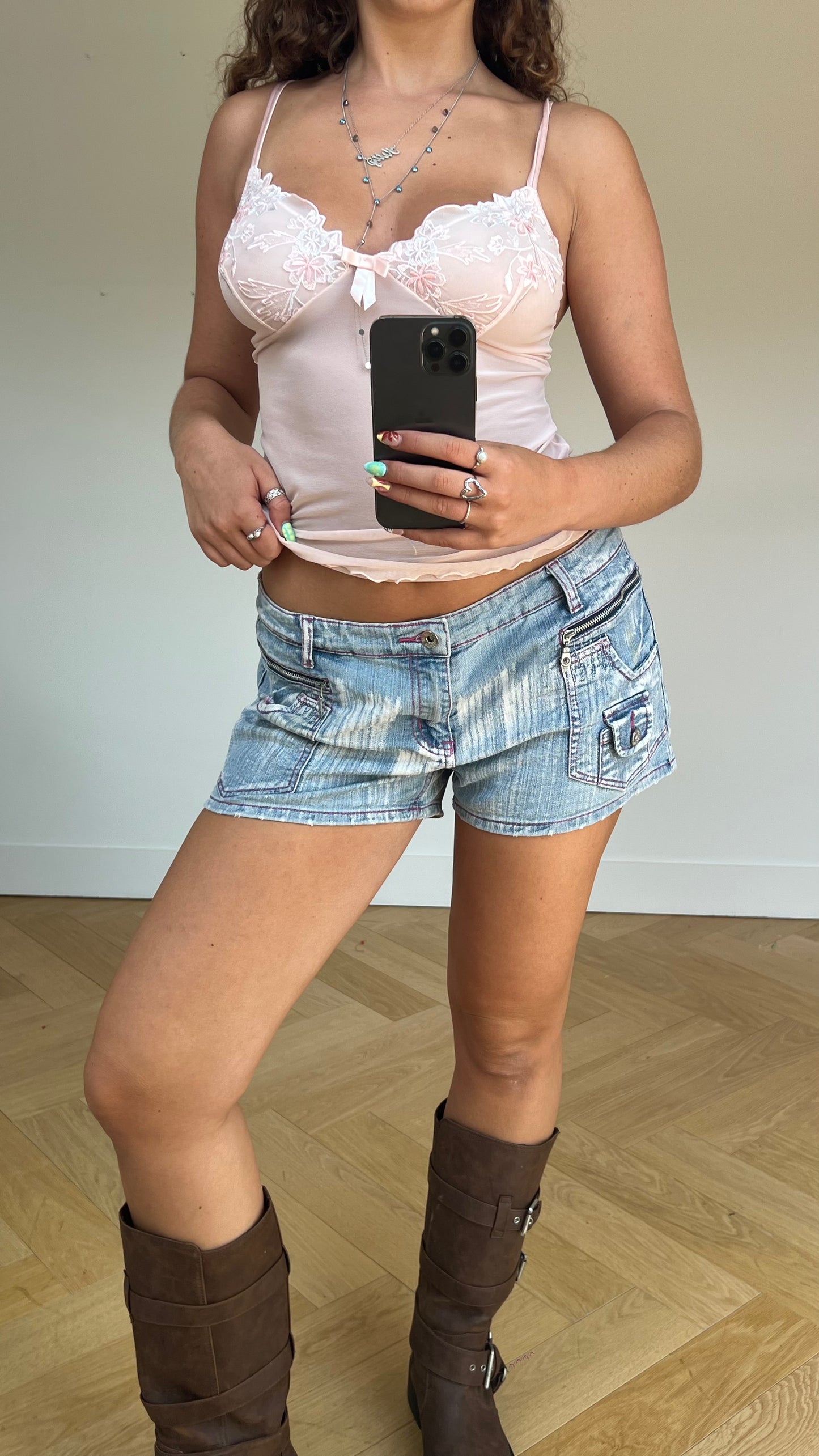 00s denim mini shorts- size L