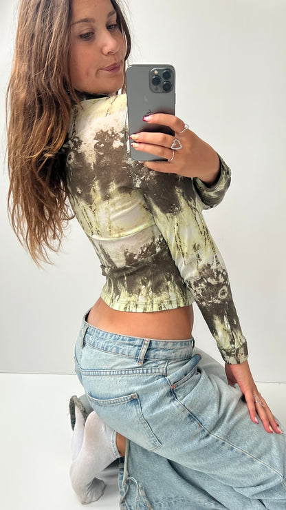 00s green mesh long sleeve top- size S