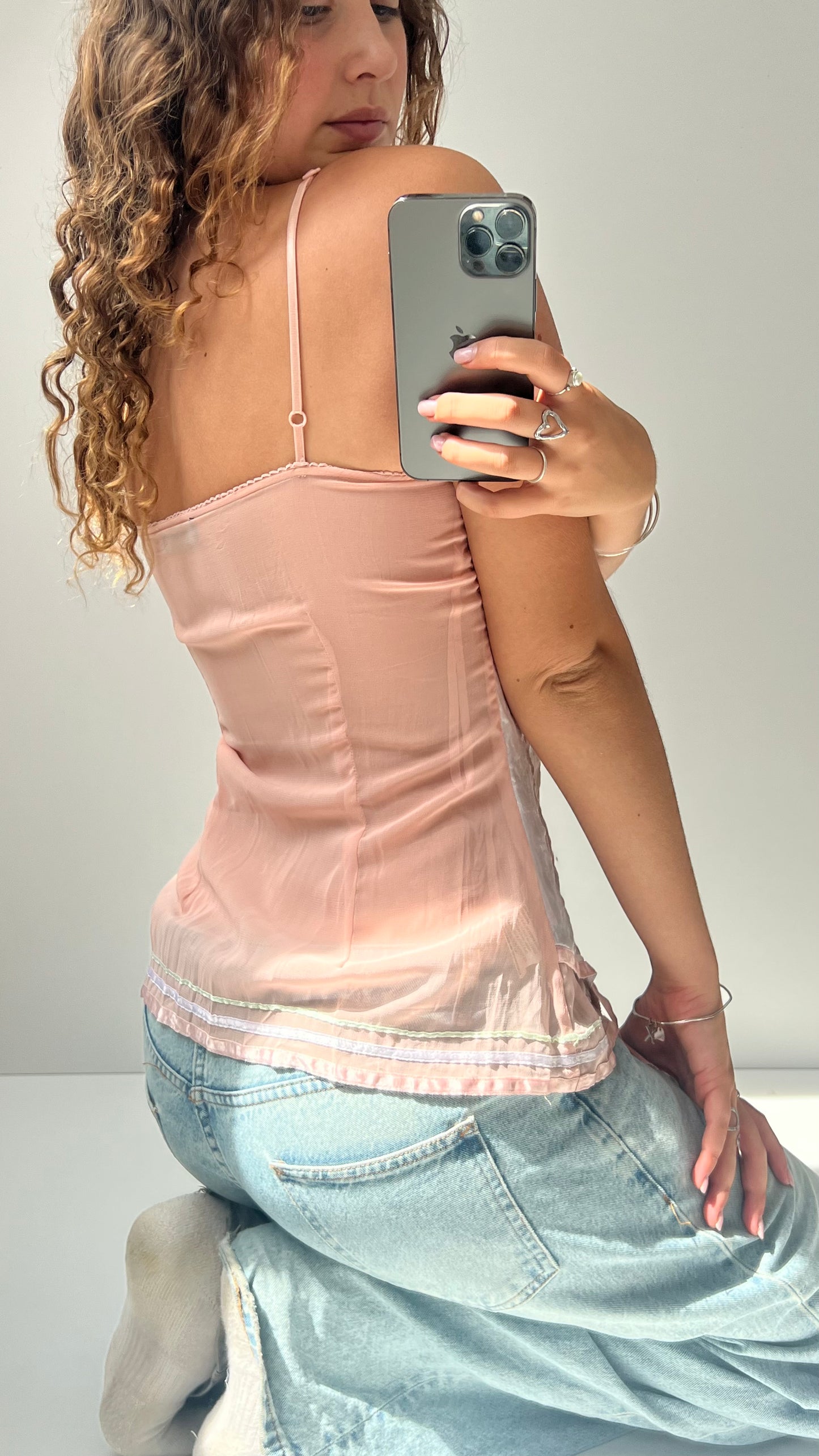 00s pink patchwork fairy cami- size M