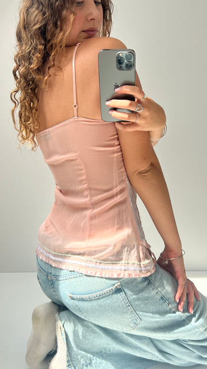 00s pink patchwork fairy cami- size M