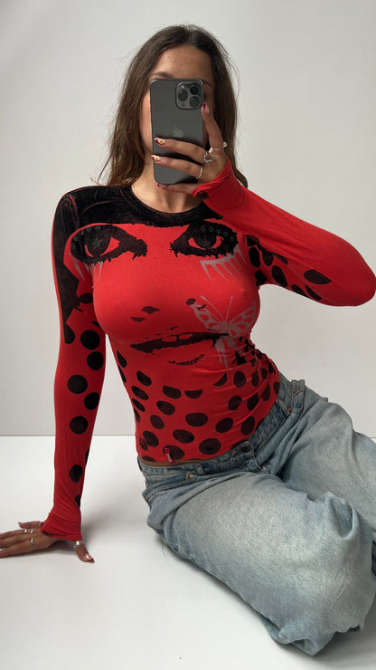 00s Miss Sixty red long sleeve top- size S