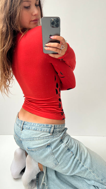 00s Miss Sixty red long sleeve top- size S