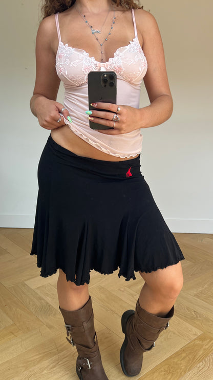00s black floaty midi skirt- size S/M