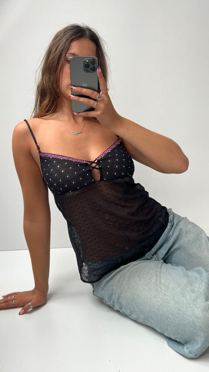00s black mesh cami- size M