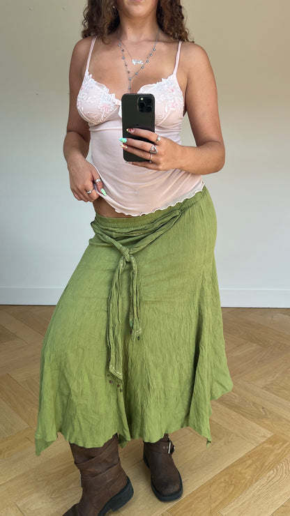 00s green maxi skirt- size S
