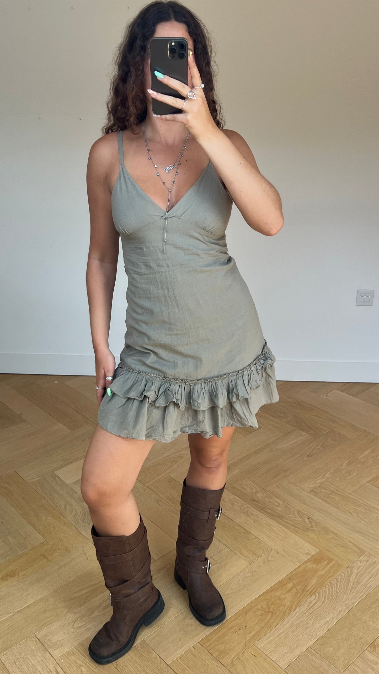 00s khaki mini dress- size S