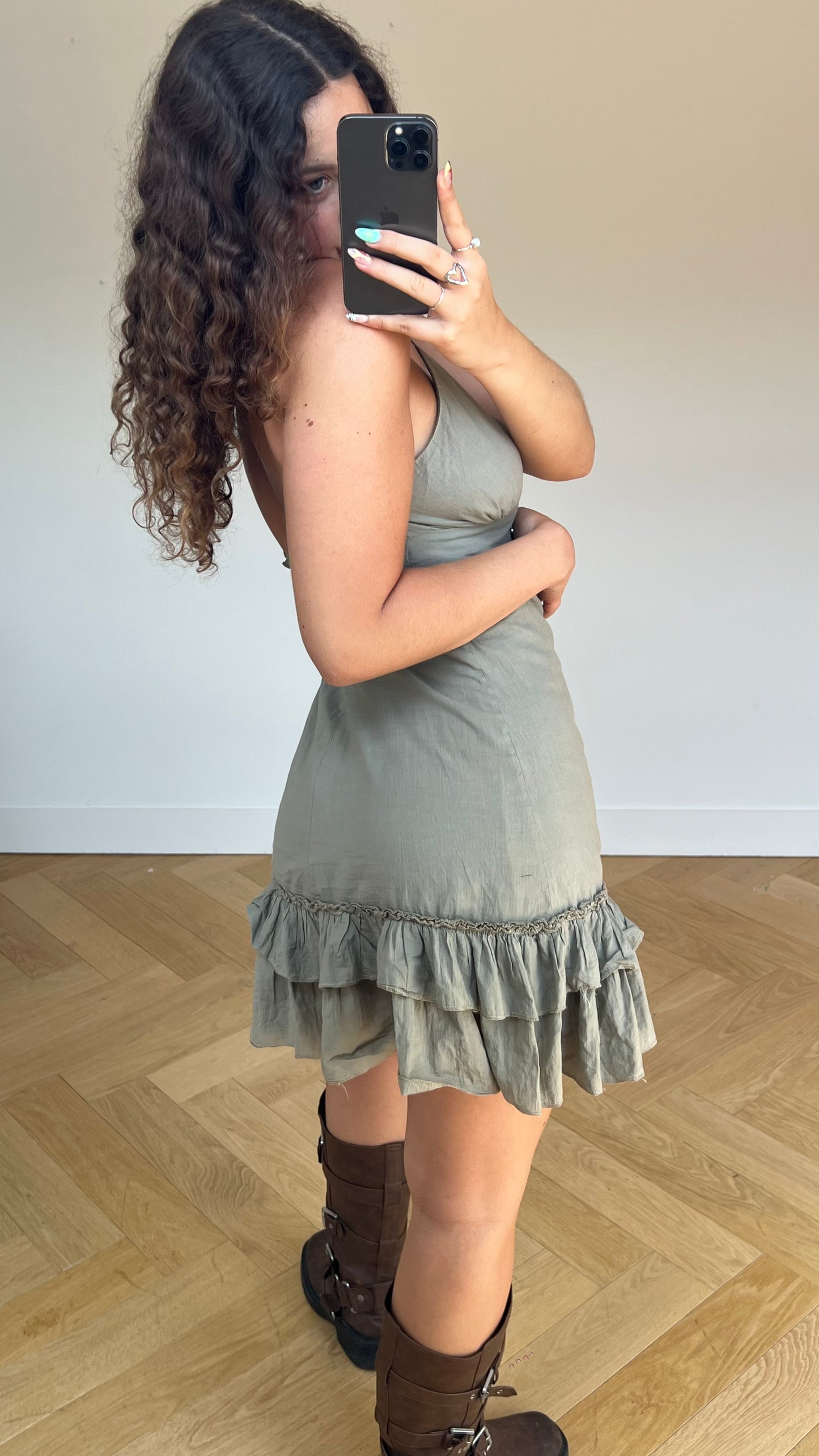 00s khaki mini dress- size S