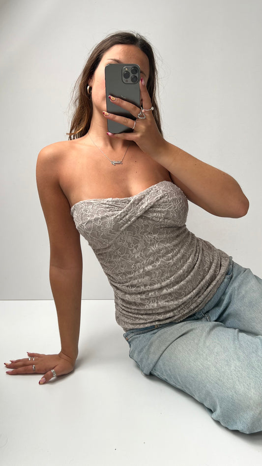 00s grey lace strapless cami- size M