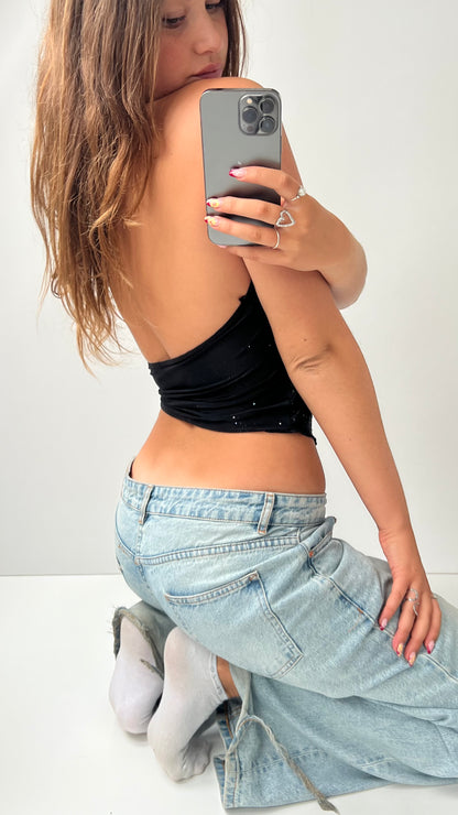 00s black beaded wrap cami- size M