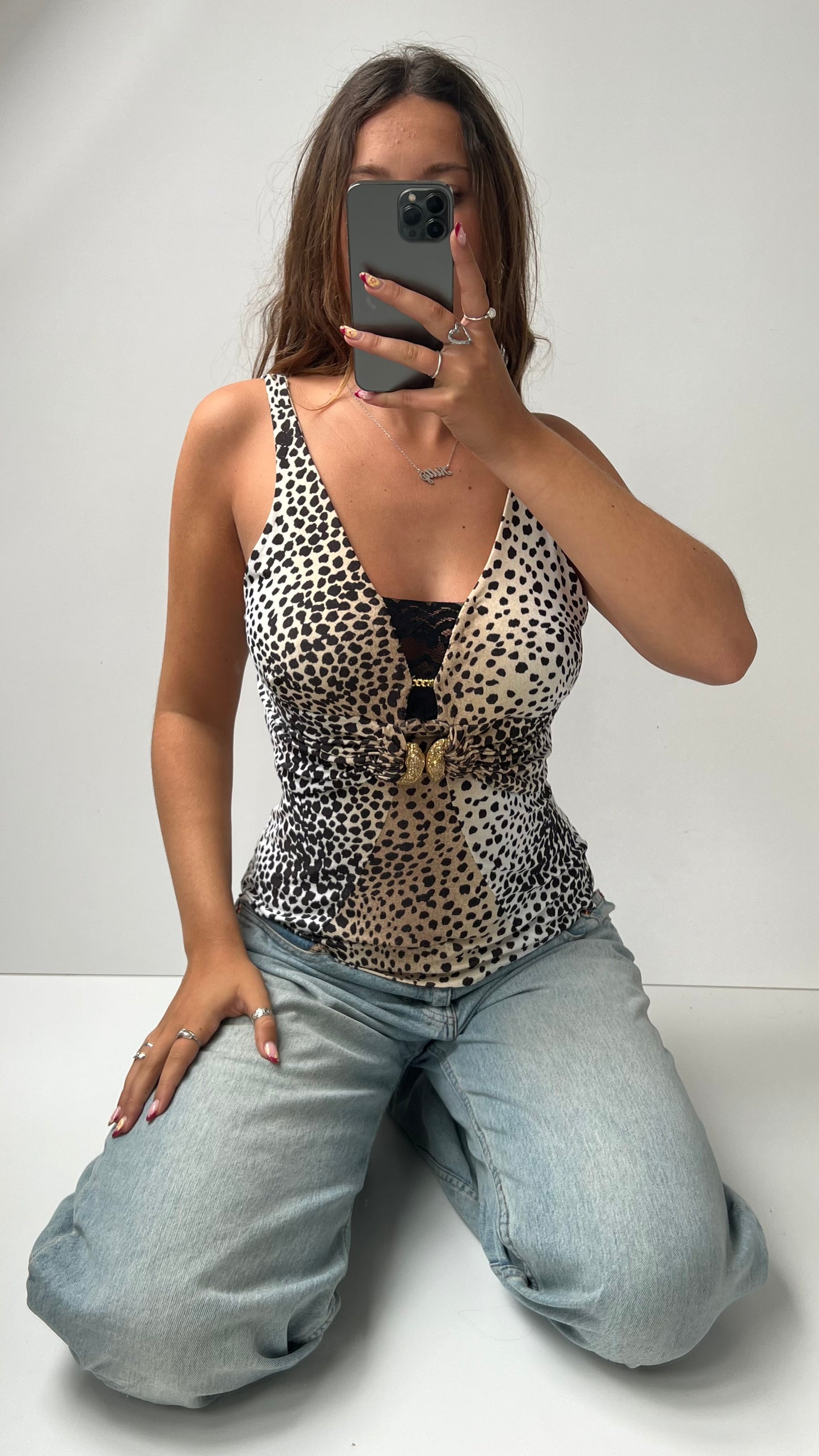 00s brown leopard print cami- size M