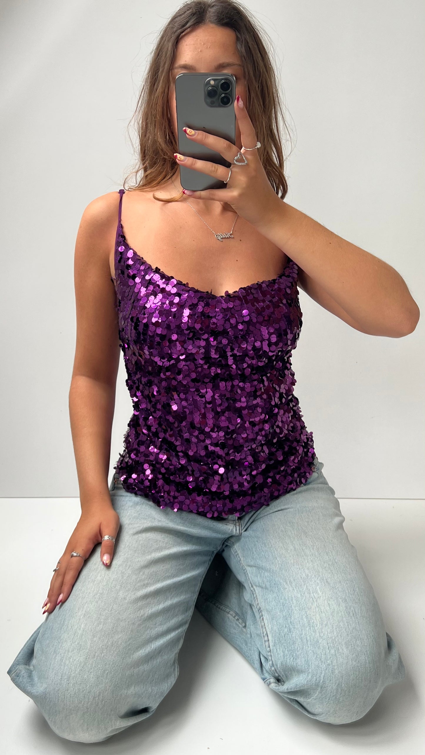 00s purple sequin cami- size S