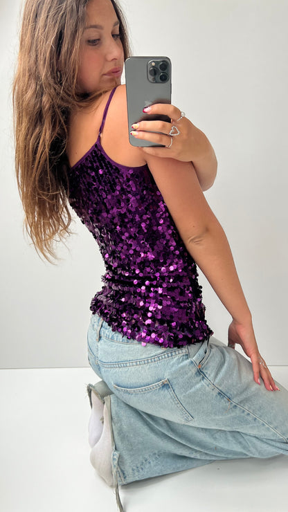 00s purple sequin cami- size S