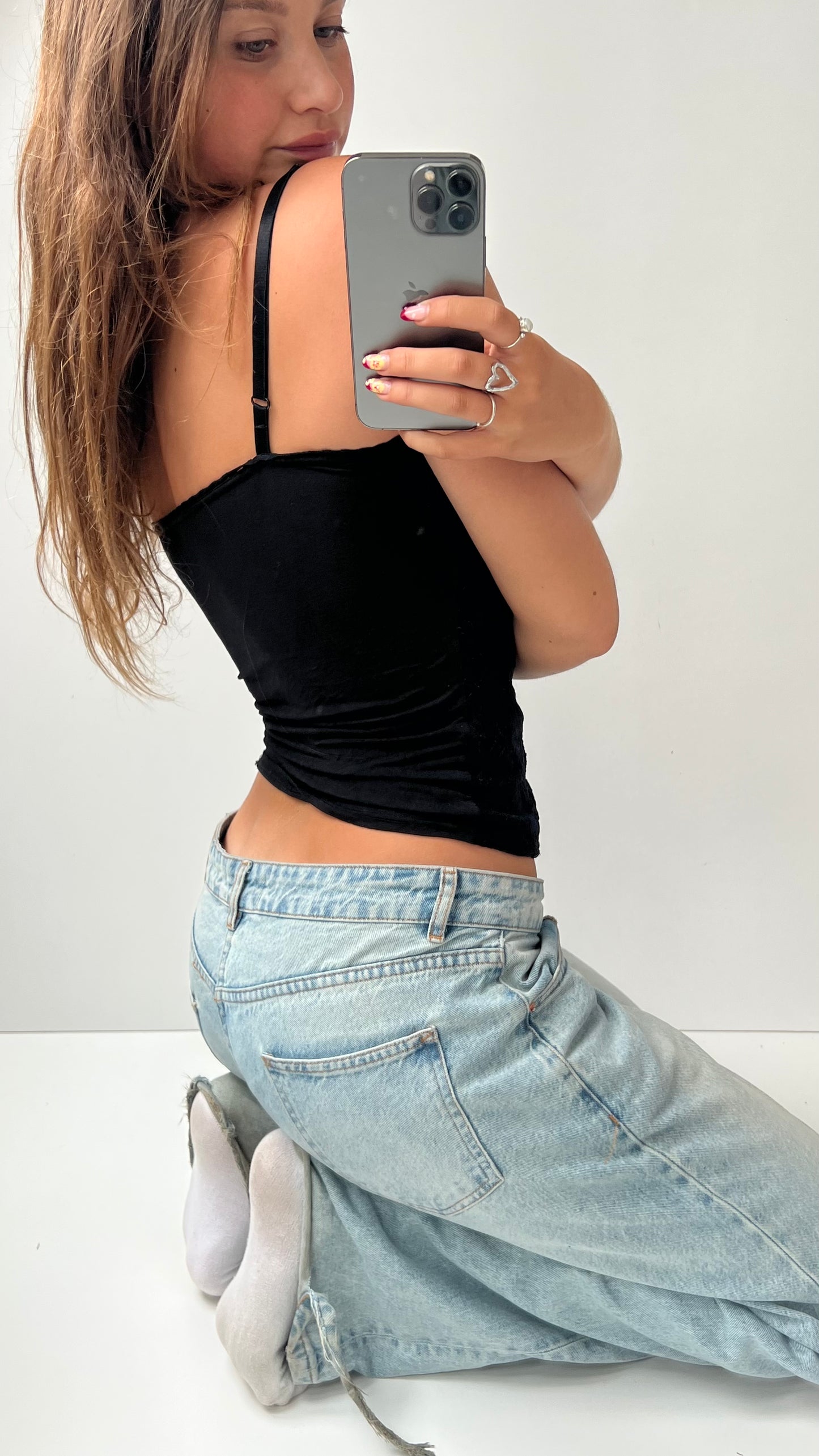 00s black lace corset cami- size M