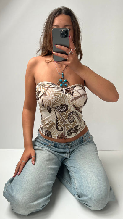 00s brown boho halter cami- size M