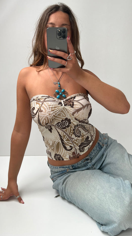 00s brown boho halter cami- size M