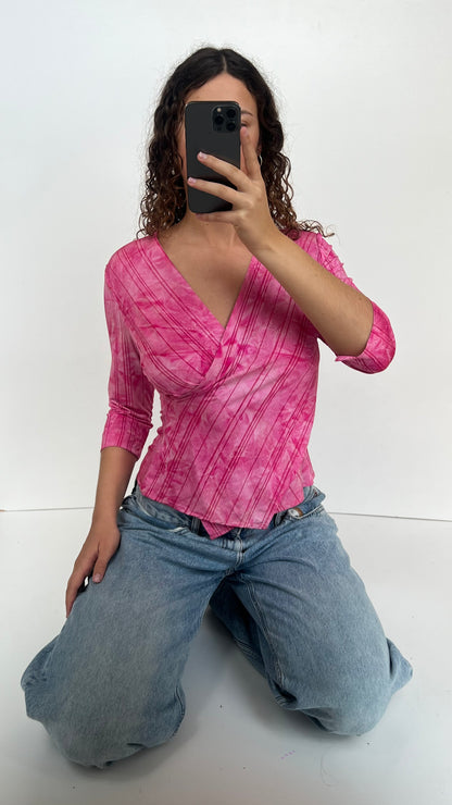 00s pink glitter top- size L