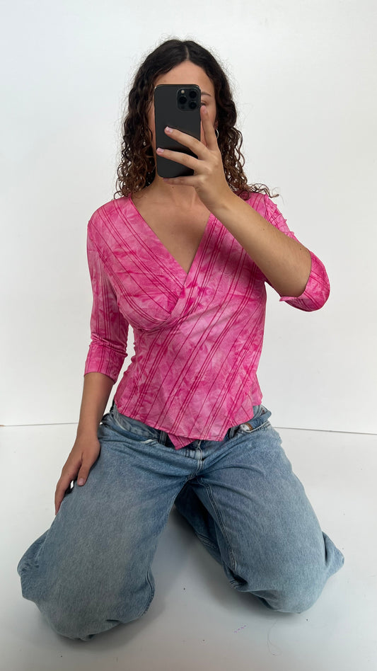 00s pink glitter top- size L