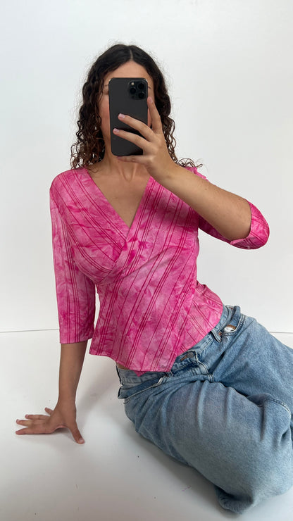 00s pink glitter top- size L