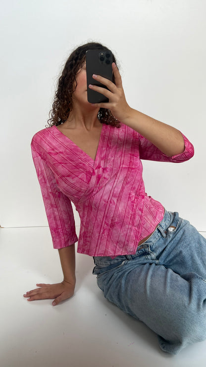 00s pink glitter top- size L