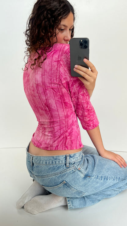 00s pink glitter top- size L