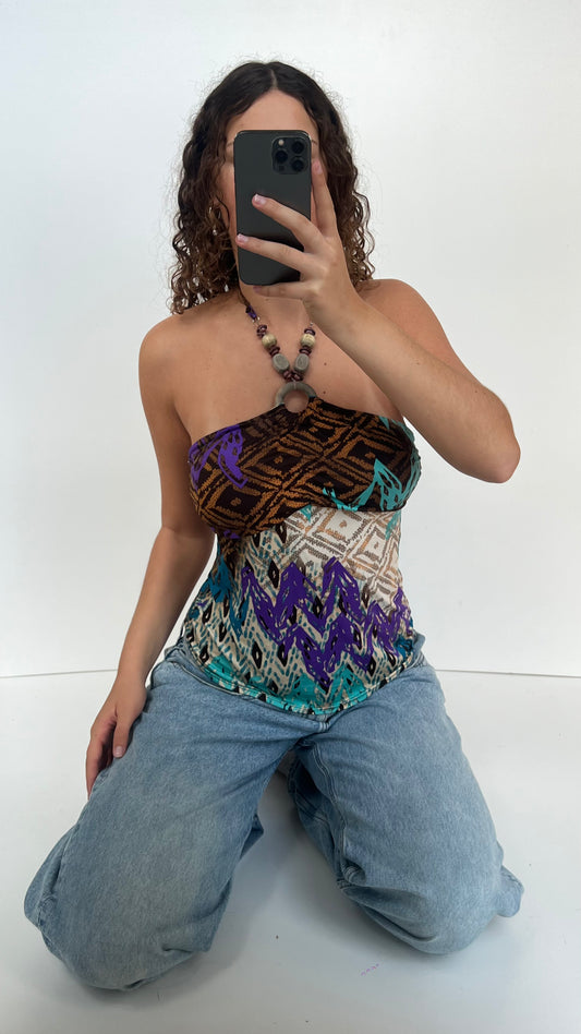 00s purple blue patterned cami- size M
