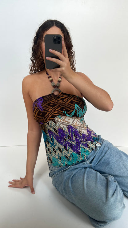 00s purple blue patterned cami- size M