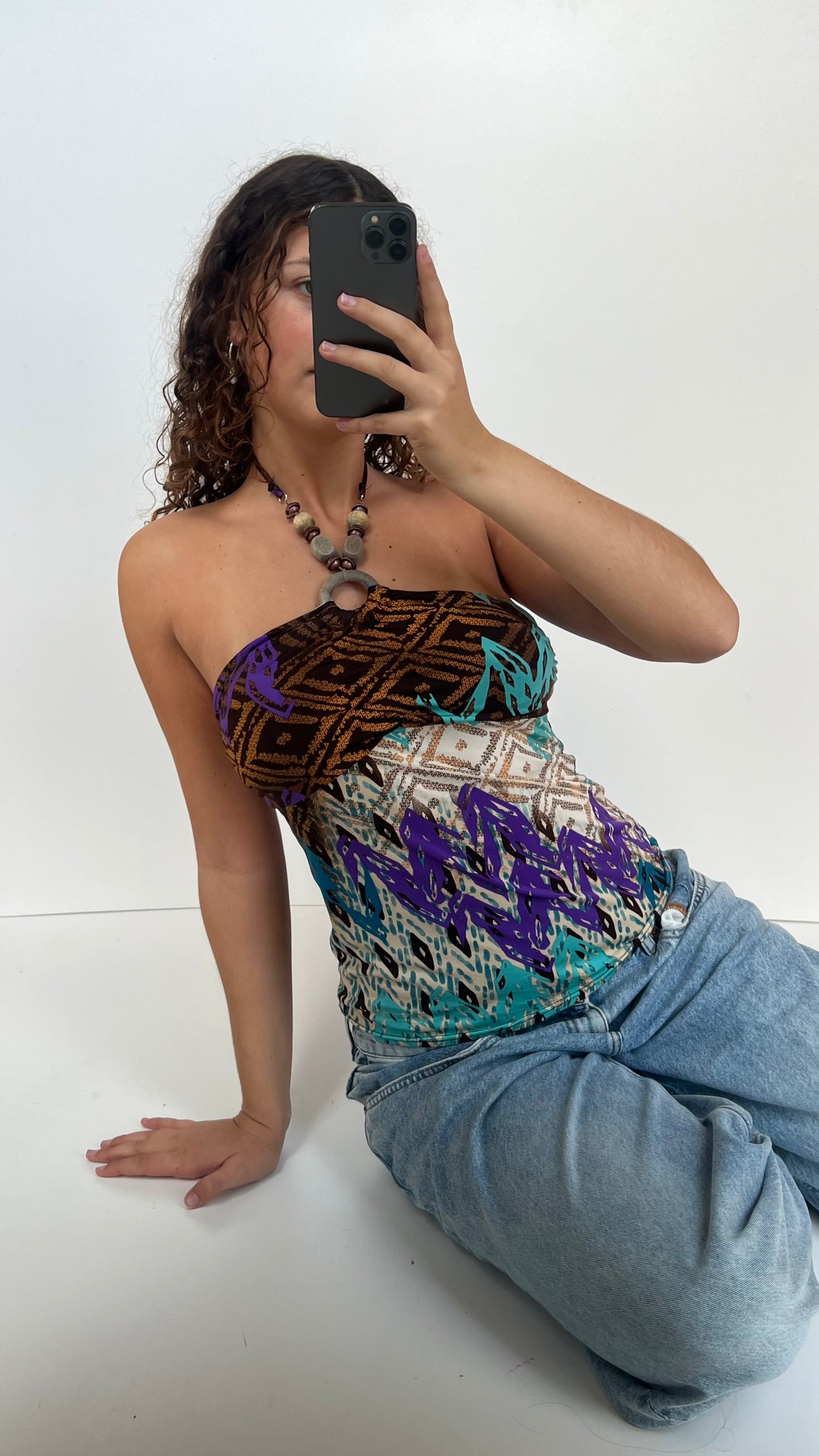 00s purple blue patterned cami- size M