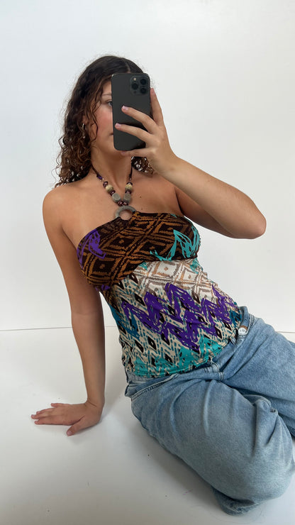 00s purple blue patterned cami- size M