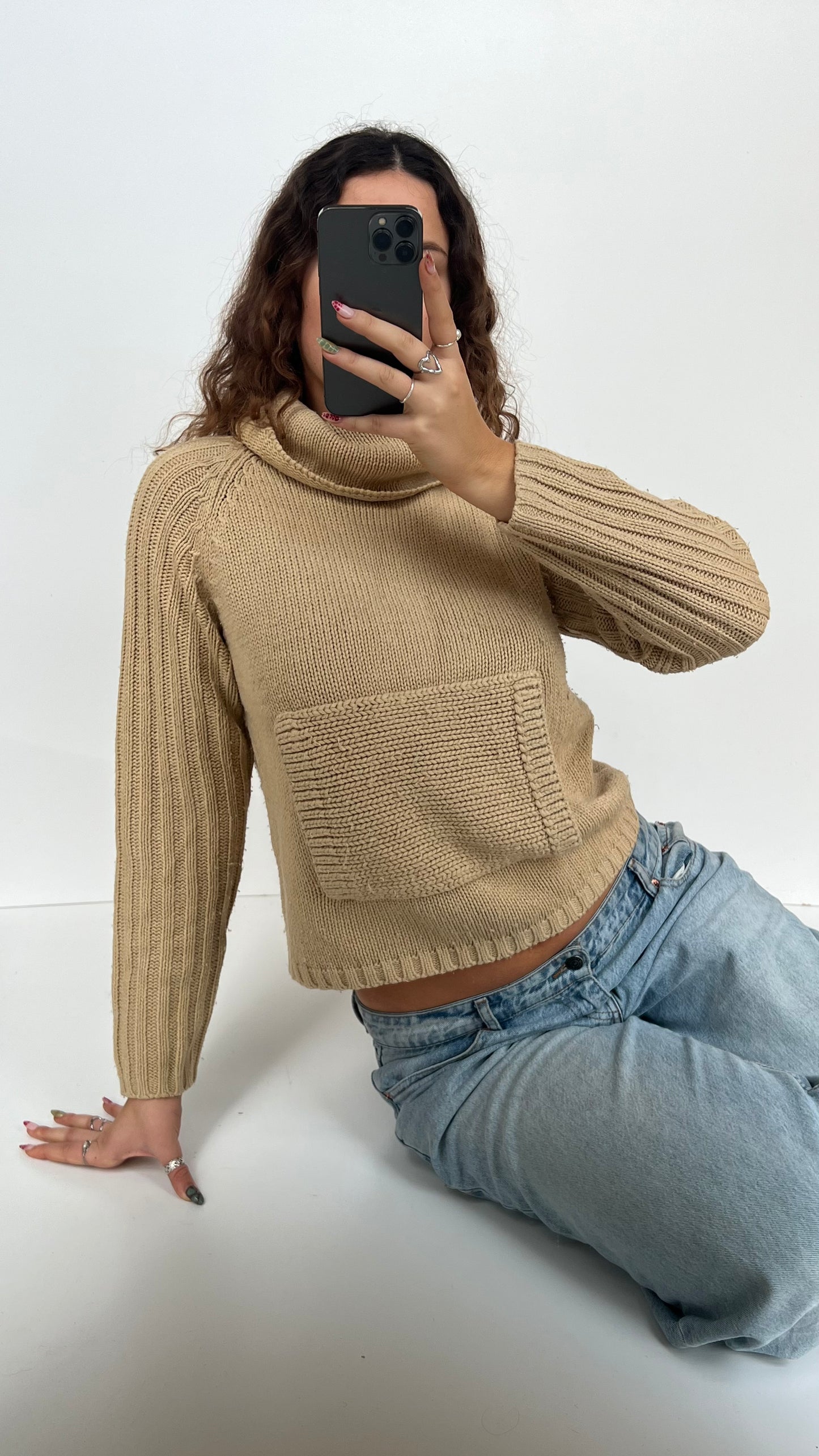 00s brown knit jumper- size M