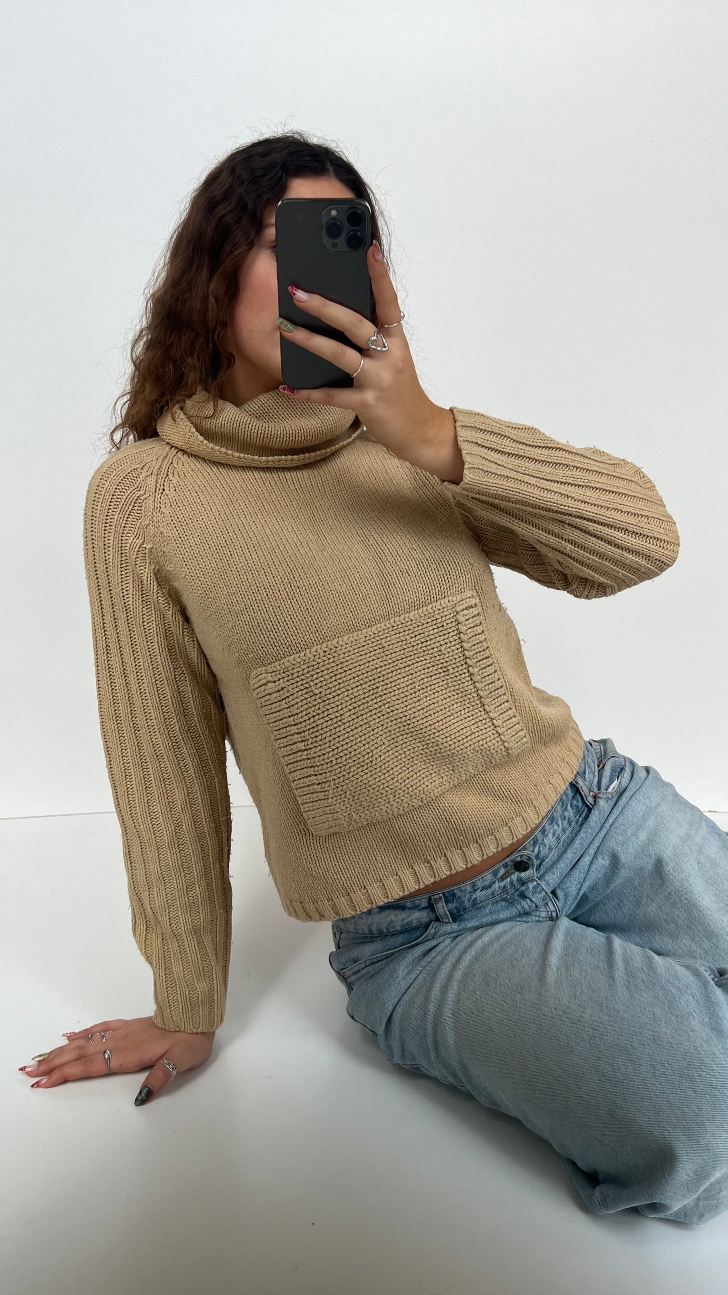 00s brown knit jumper- size M