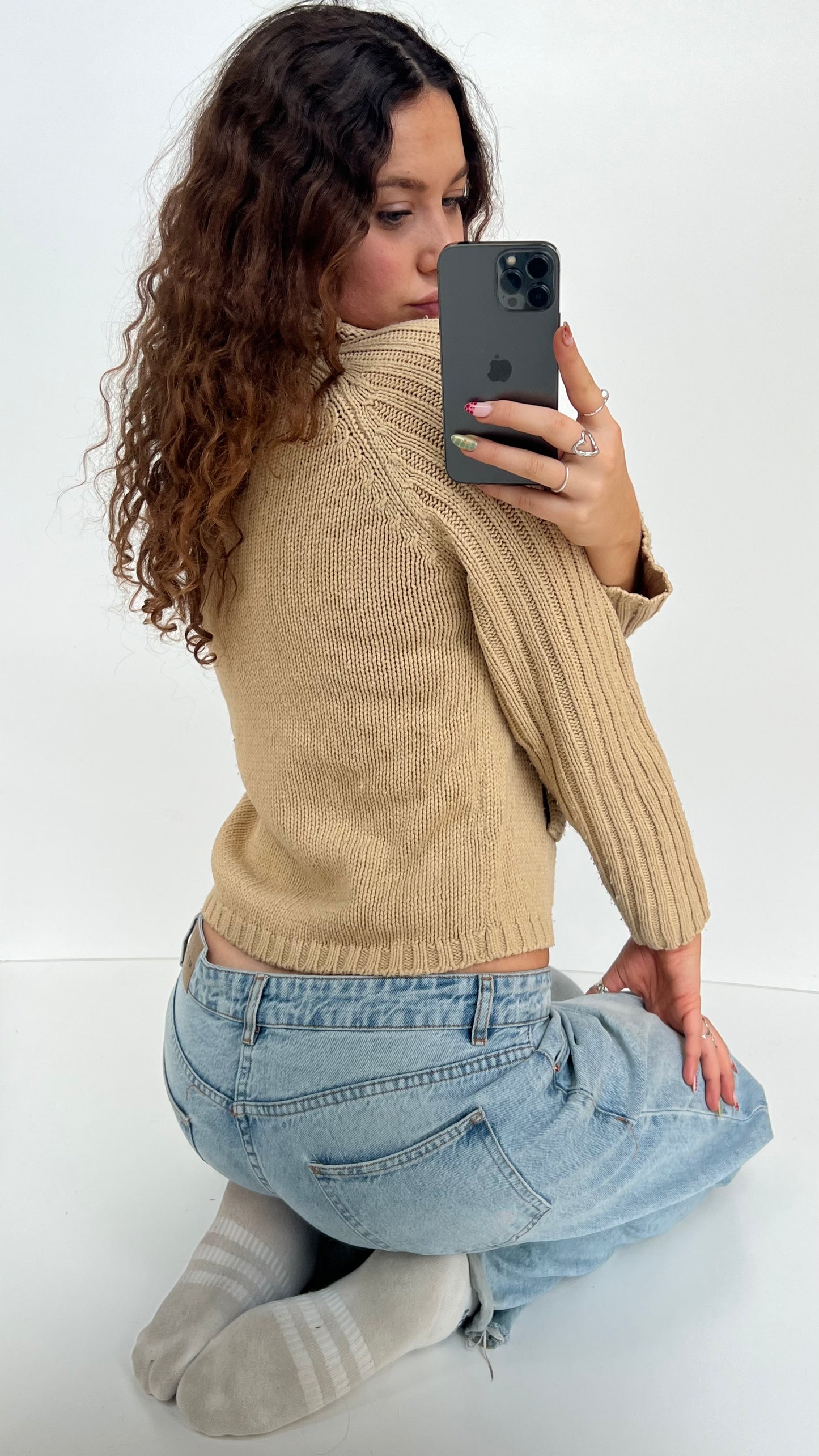 00s brown knit jumper- size M
