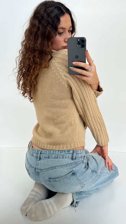 00s brown knit jumper- size M