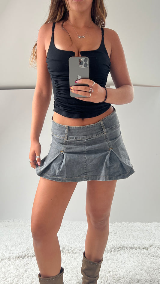 00s grey pleated mini skirt- size S