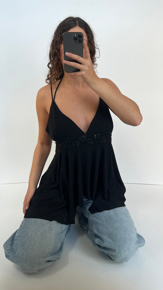 00s black babydoll sequin cami- size XL