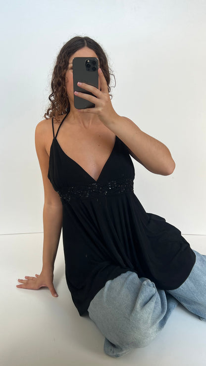 00s black babydoll sequin cami- size XL