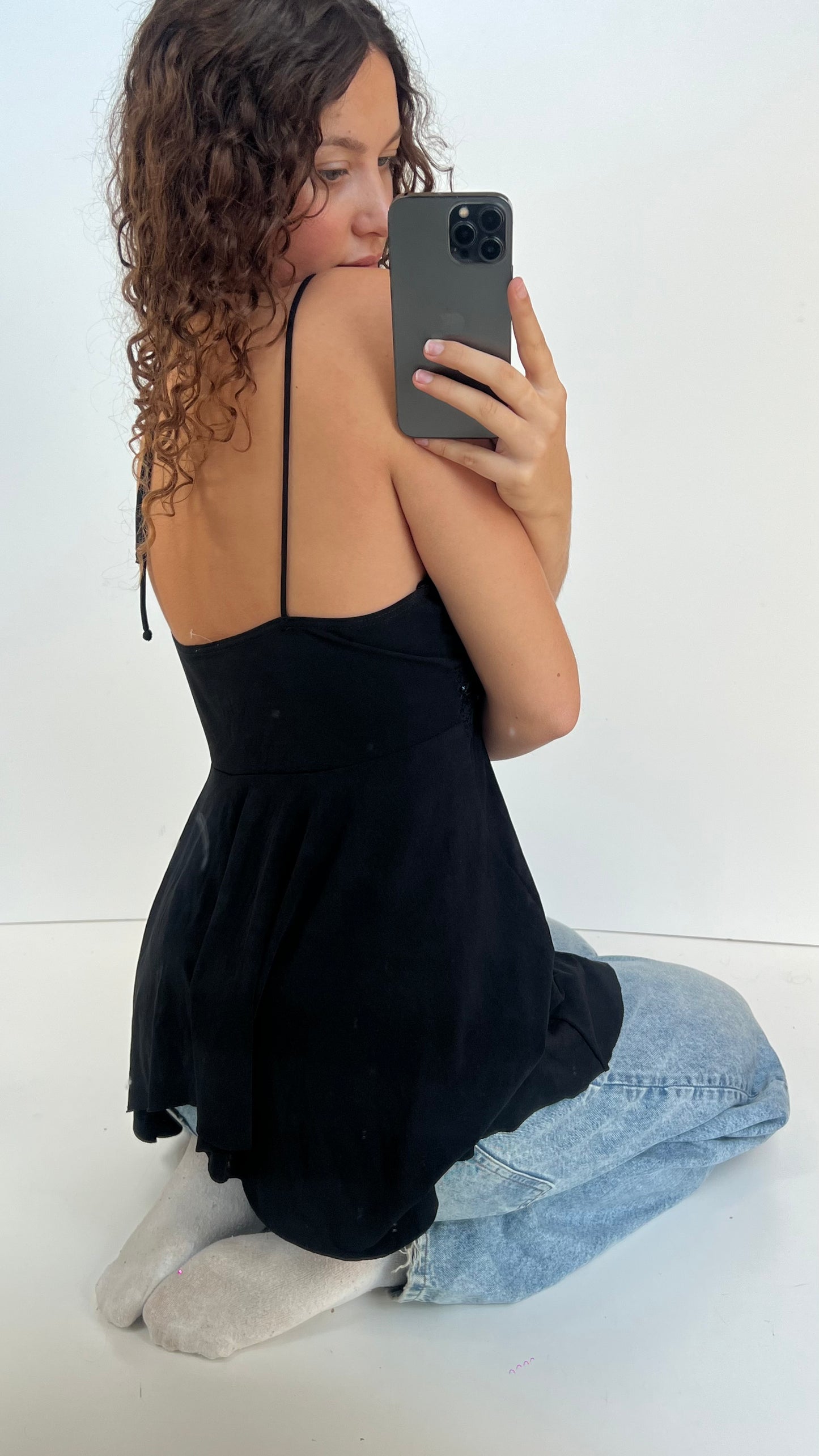 00s black babydoll sequin cami- size XL