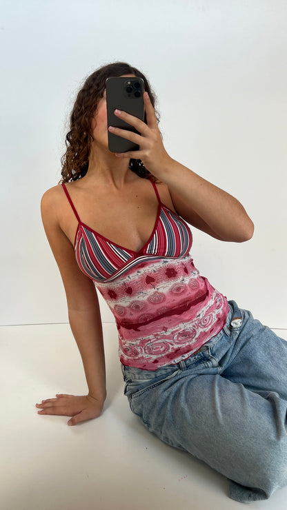 00s pink striped cami- size M