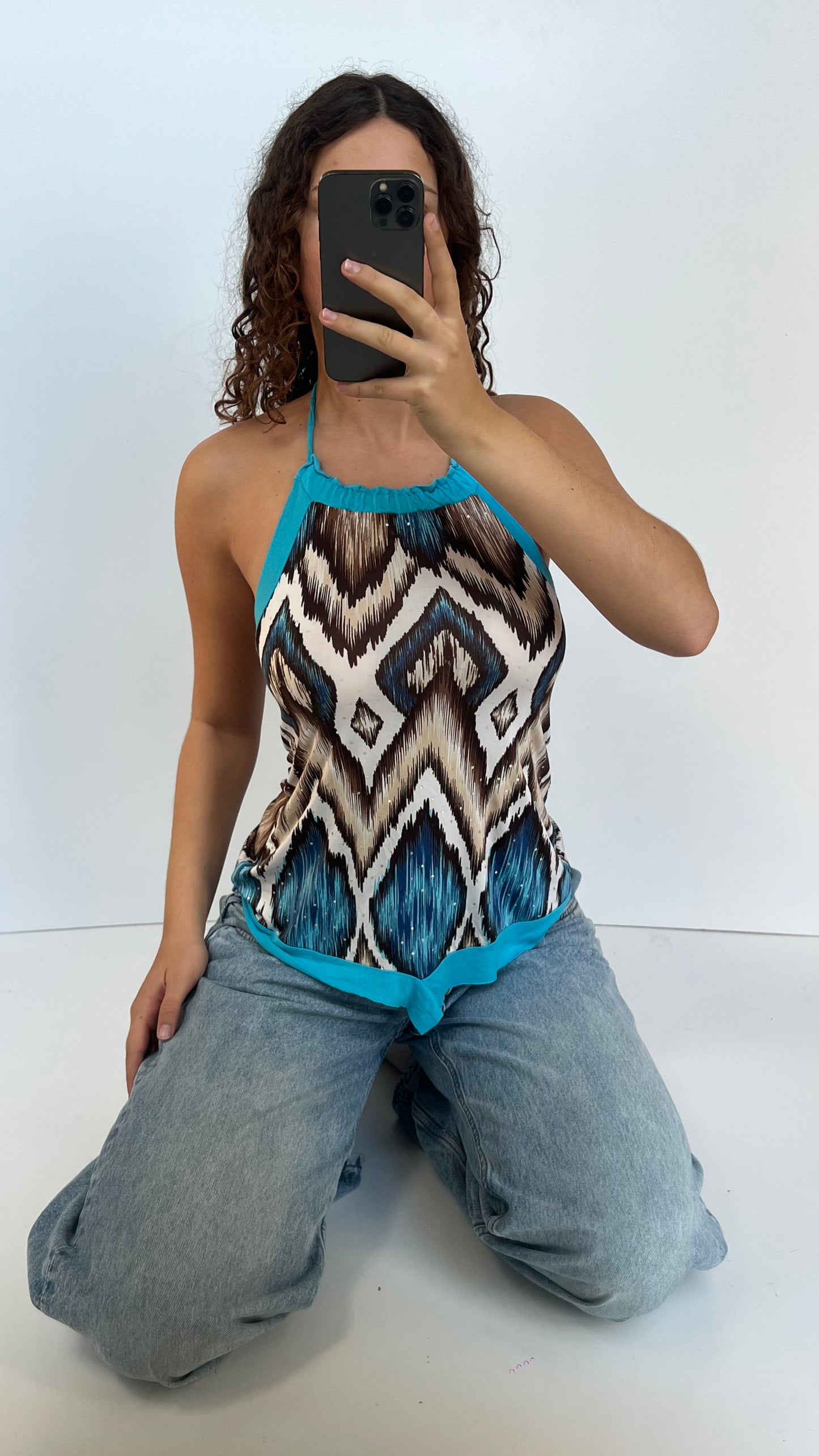 00s blue asymmetric cami- size M